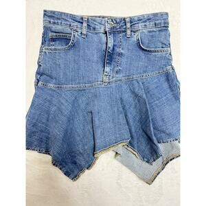 Free People Alara Midi Skirt Denim Size 8 Asymmetrical Cowgirl Festival